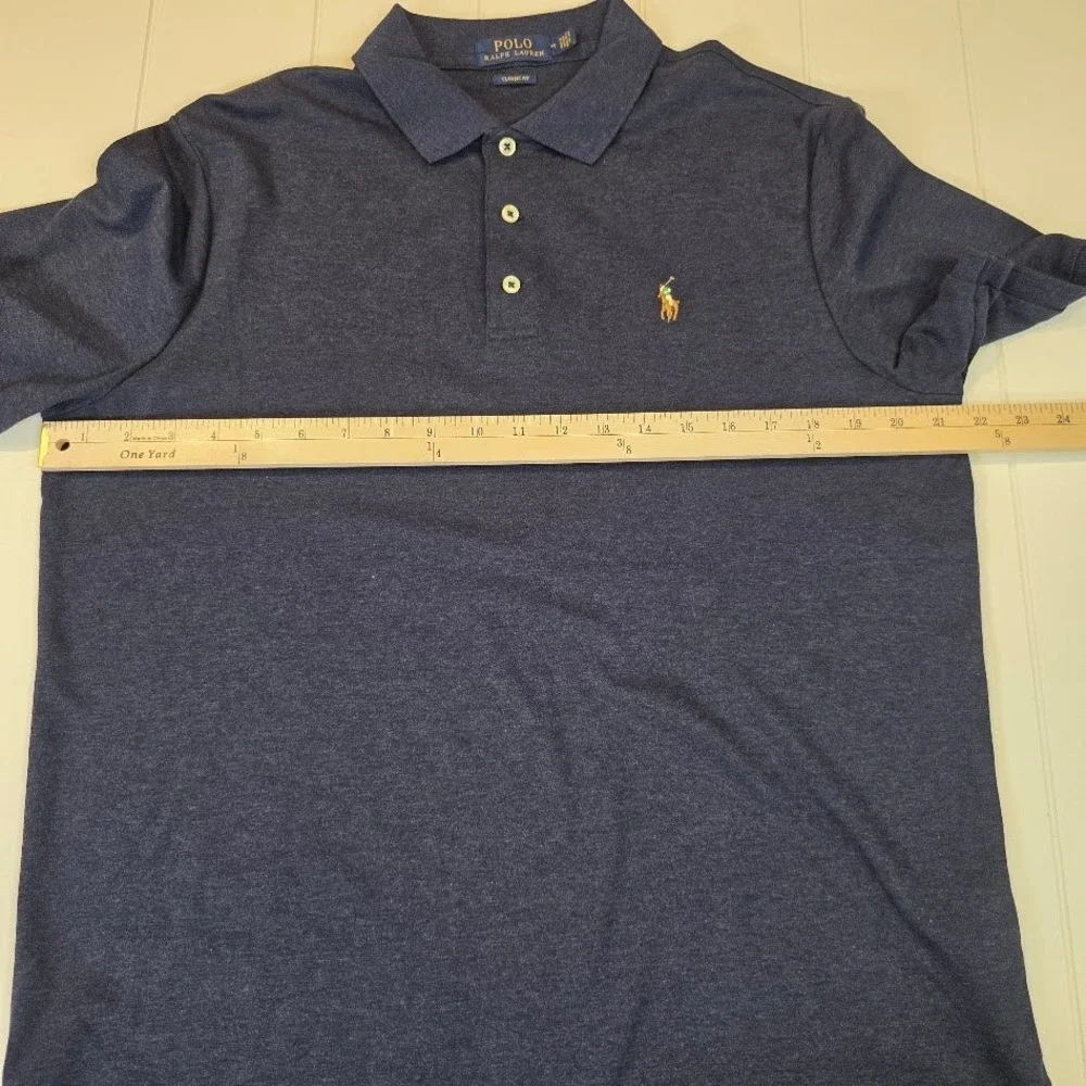 Polo Ralph Lauren Men's M Polo Shirt Navy Blue Classic Fit Cotton Short Sleeve